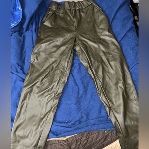 Green Pleather Joggers